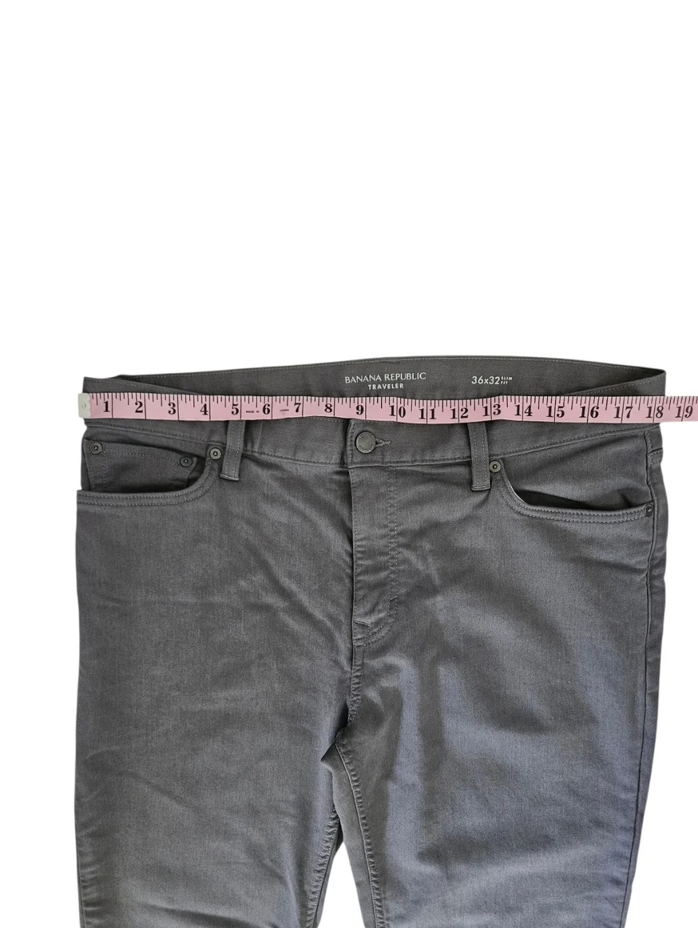 Banana Republic Slim Traveler Pants Men 36 Heathered Grey